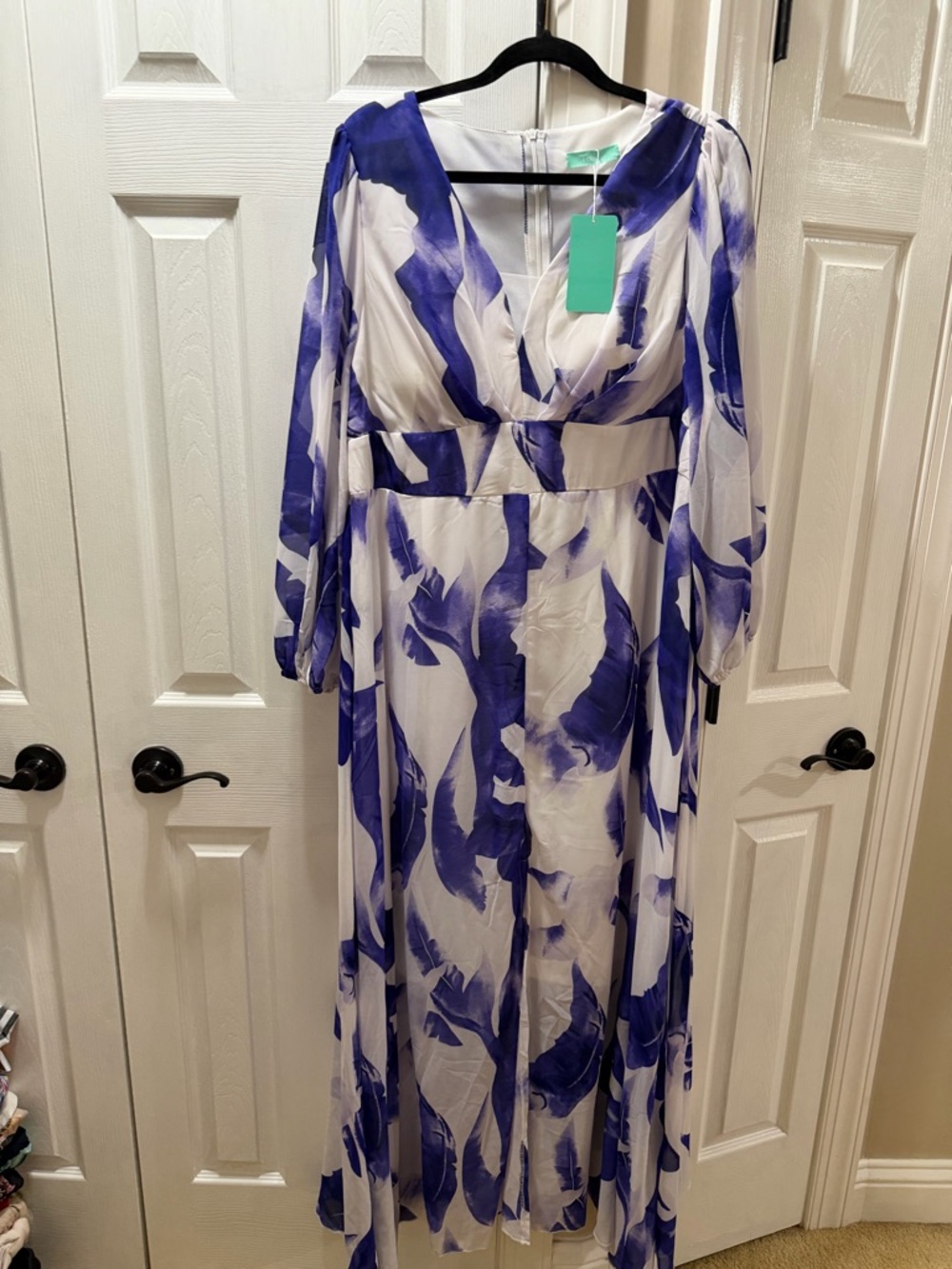 Blue and White Floral V-Neck Maxi Dress - Picture 1 of 1